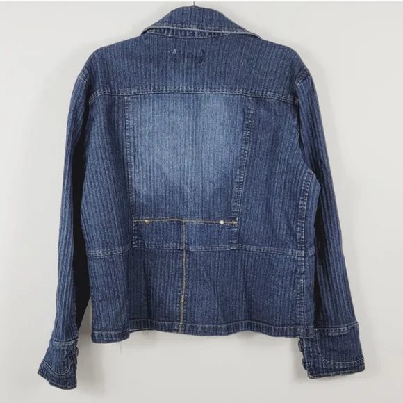OUTER EDGE Vintage Button Front Blue Jacket Large - Picture 3 of 8